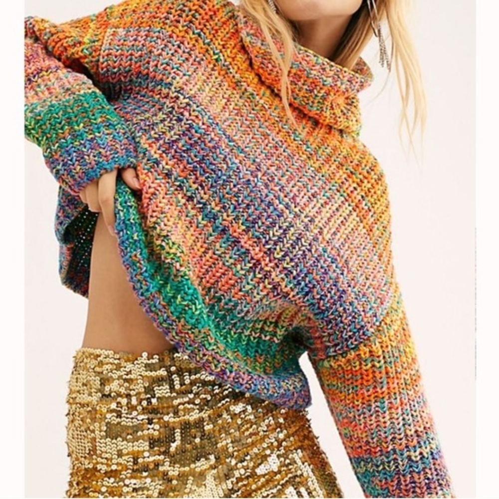 Free People multi colored turtleneck
